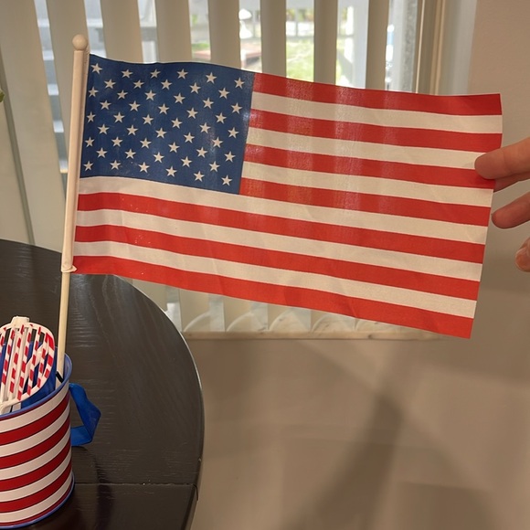 AMERICAN FLAG USA PATRIOTIC METAL TIN BUCKET NOVELTY GLASSES TOY 4TH OF JULY - Picture 6 of 11